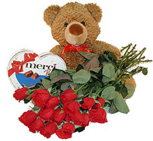 Sincan çiçekçileri firmamızdan 11 adet kırmızı gül oyuncak ve çikolata Ankara ostim çiçek siparişi firma ürünümüz